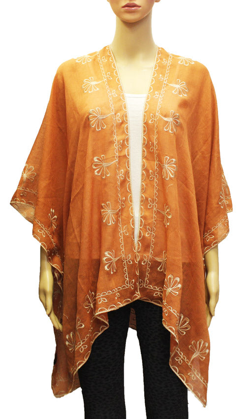 Embroidered Sheer Beach Cover-SHW1916