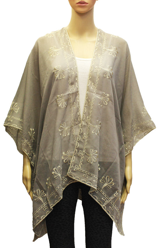 Embroidered Sheer Beach Cover-SHW1916