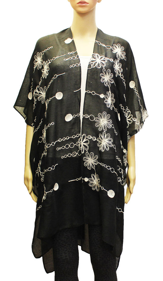 Elegant Black Floral Kimono-SHW1925