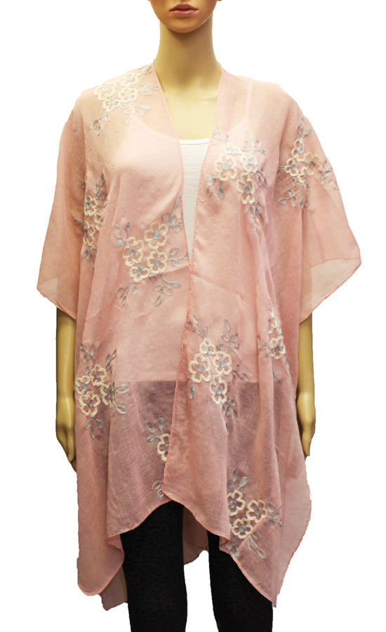 Floral Embroidered Sheer  Cover-SHW1927