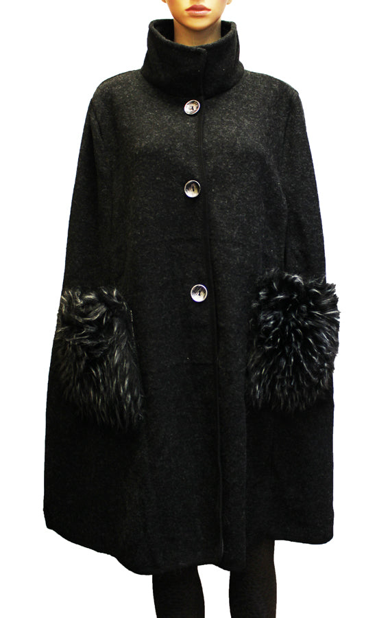 Elegant Faux Fur Cuff Coat-SHW1932