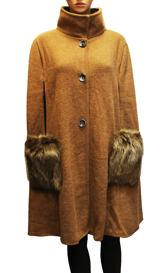 Elegant Faux Fur Cuff Coat-SHW1932