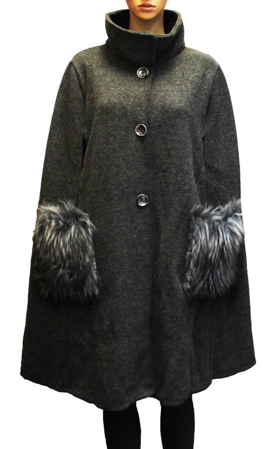 Elegant Faux Fur Cuff Coat-SHW1932