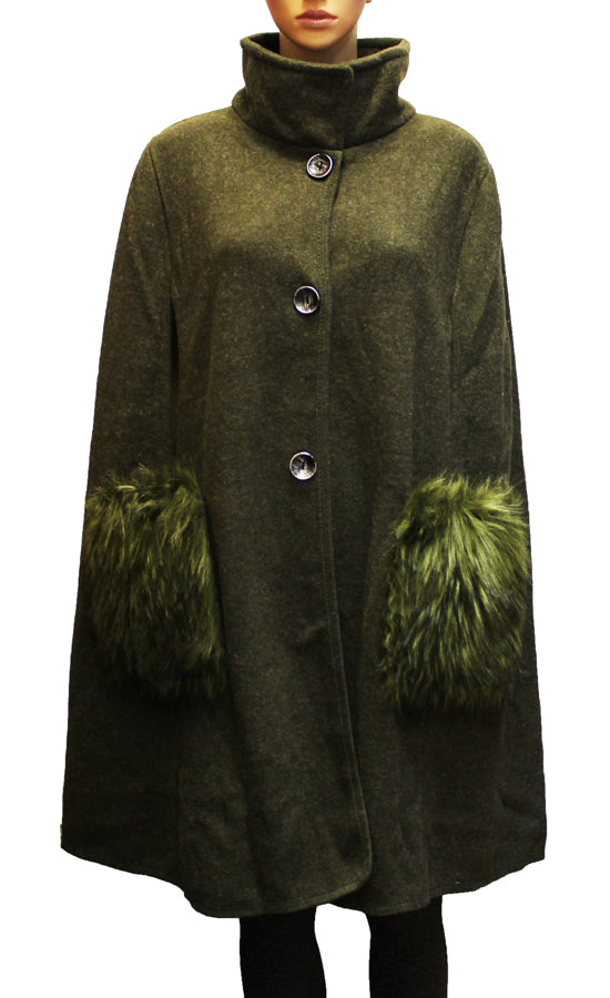 Elegant Faux Fur Cuff Coat-SHW1932