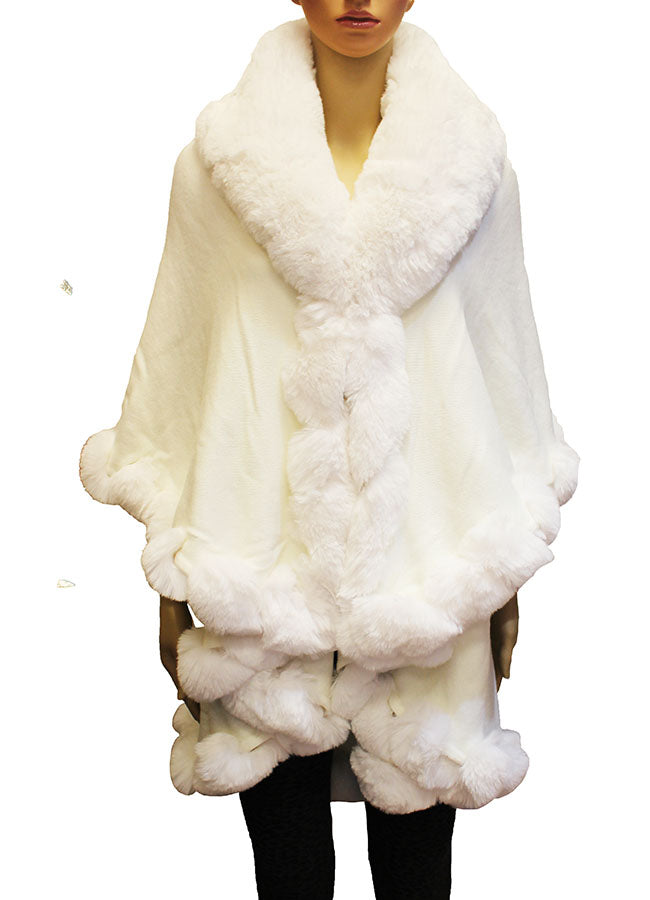Elegant Faux Fur Trim Cape-SHW1934