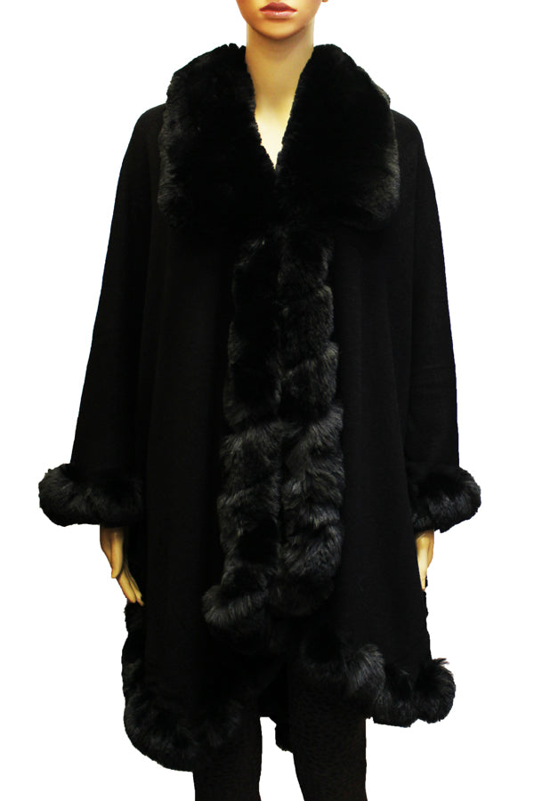 Plus Size Faux Fur Cape-SHW1935