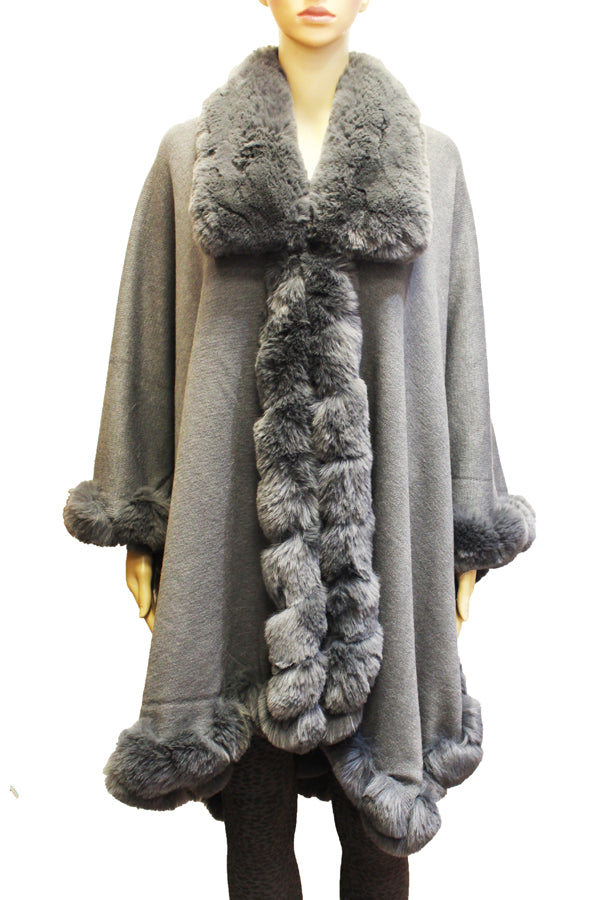 Plus Size Faux Fur Cape-SHW1935