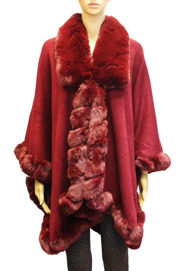 Plus Size Faux Fur Cape-SHW1935