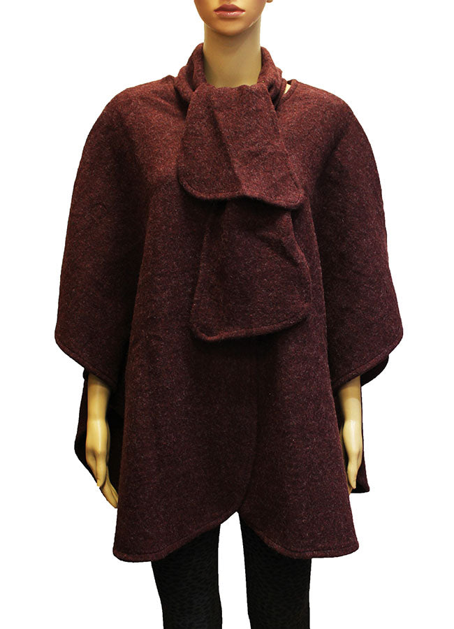 Elegant Buttoned Cape With Scarf-SHW1936