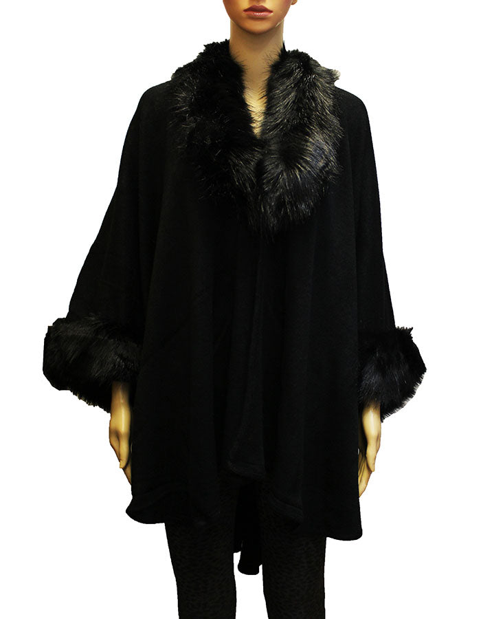 Faux Fur Trim Winter Cape-SHW1937