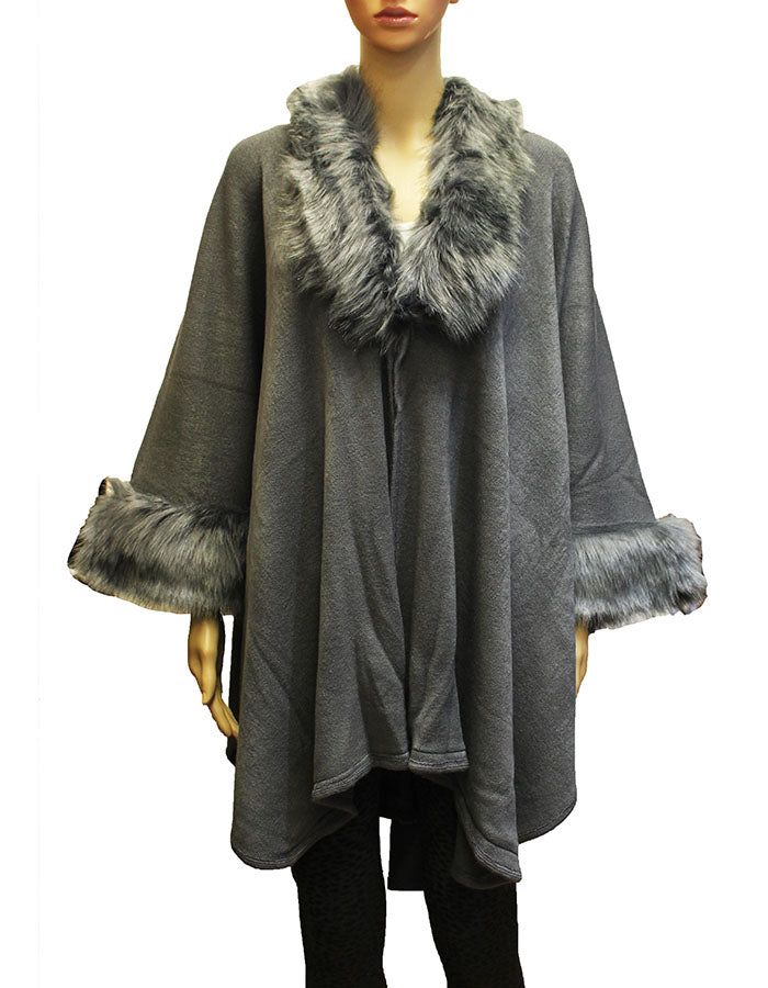 Faux Fur Trim Winter Cape-SHW1937