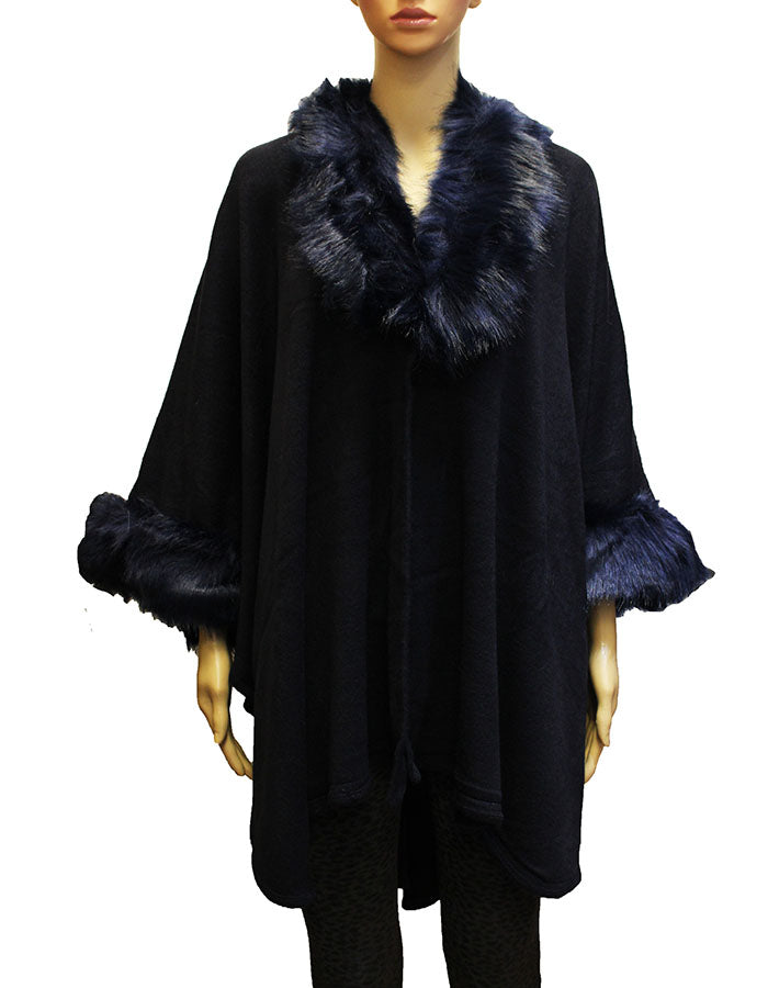 Faux Fur Trim Winter Cape-SHW1937