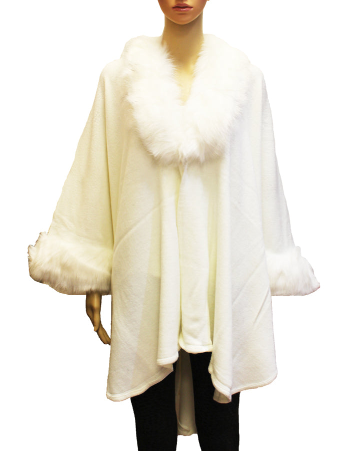 Faux Fur Trim Winter Cape-SHW1937