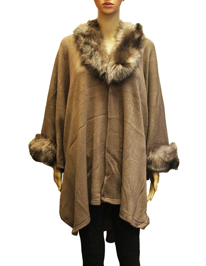 Faux Fur Trim Winter Cape-SHW1937