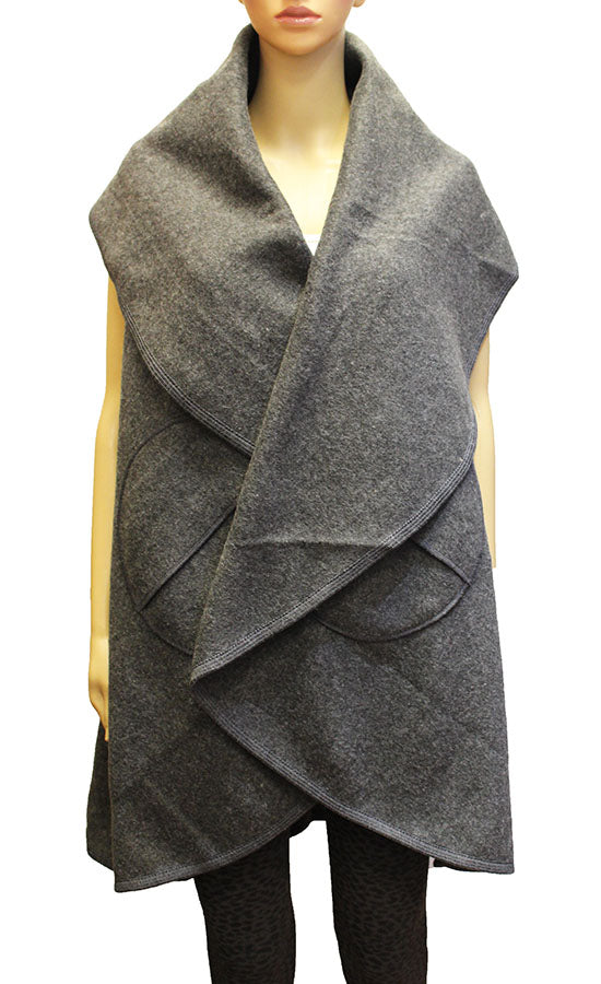 Elegant Belted Wool Wrap Vest-SHW1938