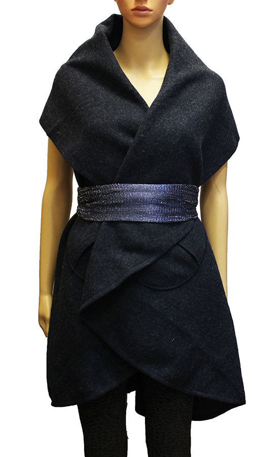 Elegant Belted Wool Wrap Vest-SHW1938