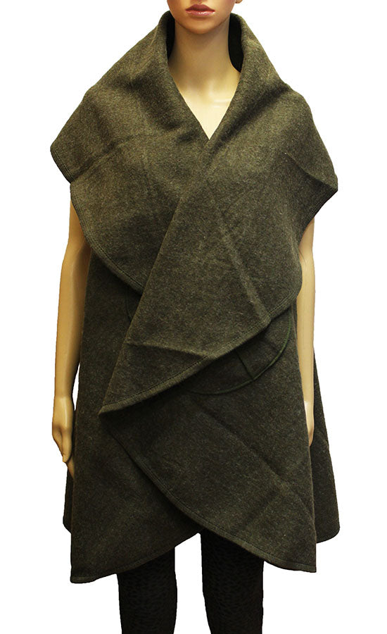 Elegant Belted Wool Wrap Vest-SHW1938