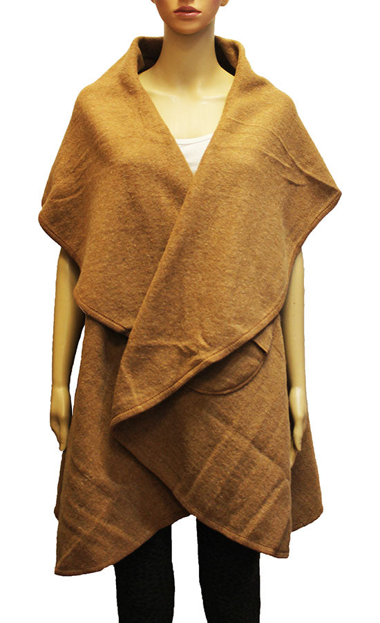 Elegant Belted Wool Wrap Vest-SHW1938