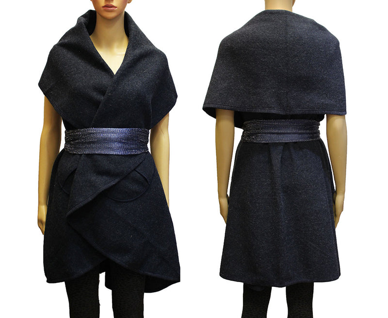 Elegant Belted Wool Wrap Vest-SHW1938