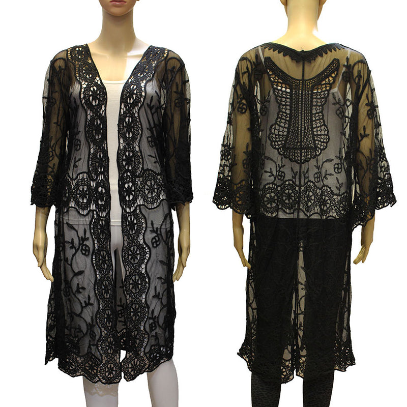 Elegant Long Lace Kimono Cardigan-SHW2004