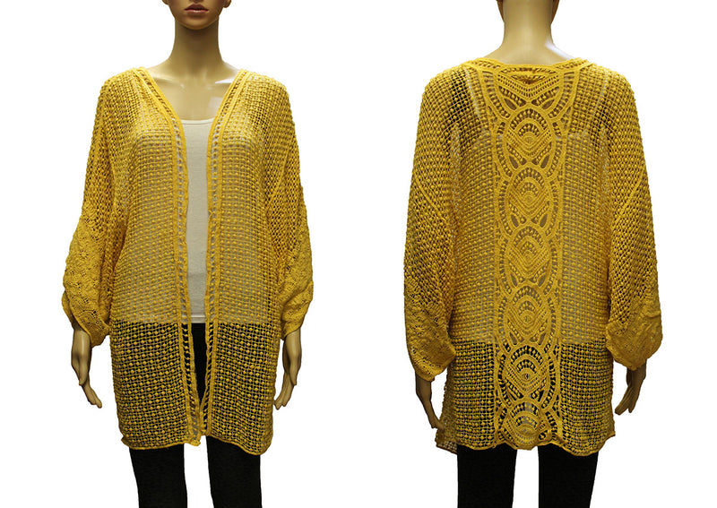 Crochet Open Knit Kimono Cardigan-SHW2006