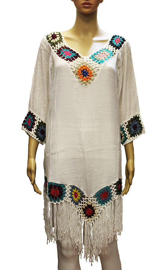 oho Fringe Crochet Cover Up-SHW2010