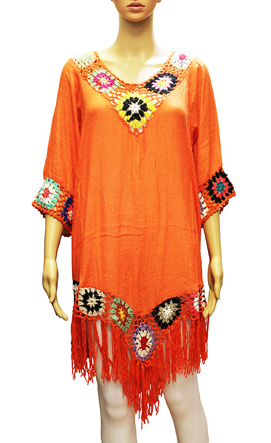 oho Fringe Crochet Cover Up-SHW2010