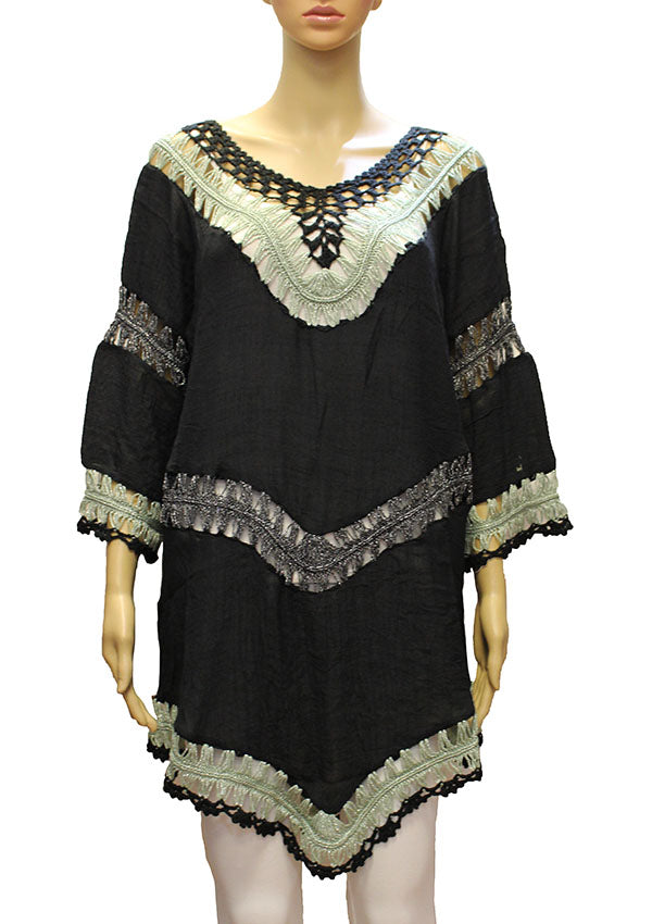 Boho Tunic with Crochet Details-SHW2015