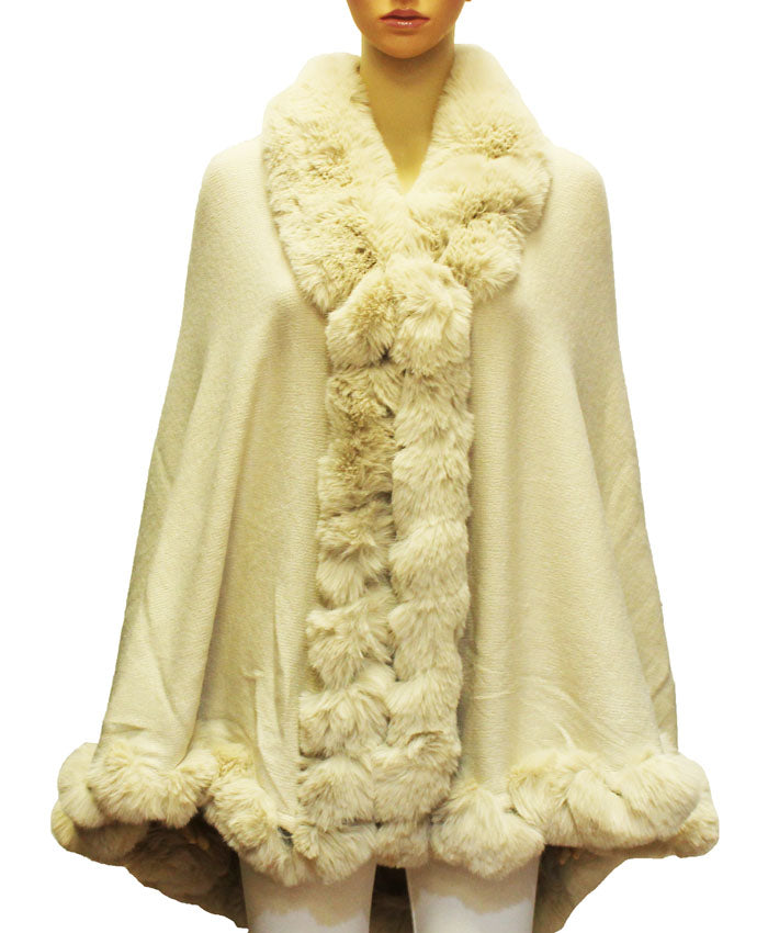 Elegant Faux Fur Trim Cape-SHW2106