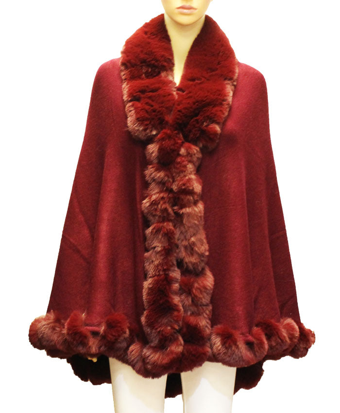 Elegant Faux Fur Trim Cape-SHW2106