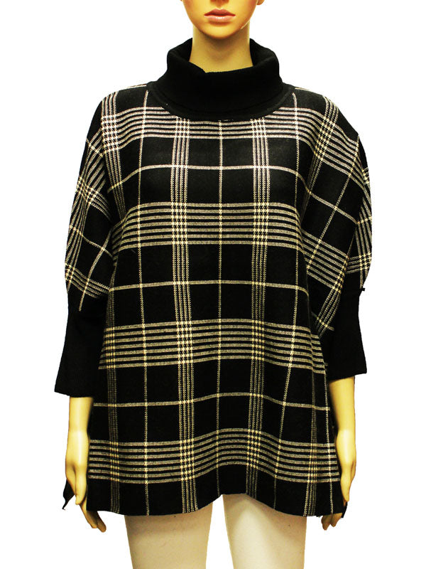 Chic Plaid Turtleneck Knit Top-SHW2208