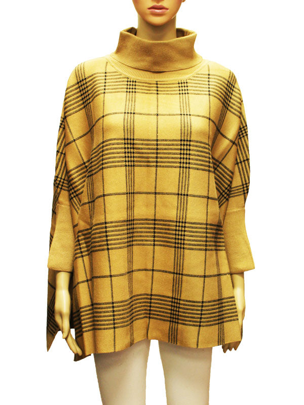 Chic Plaid Turtleneck Knit Top-SHW2208