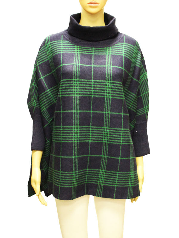 Chic Plaid Turtleneck Knit Top-SHW2208