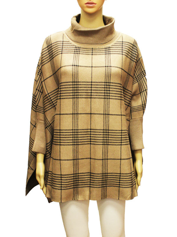 Chic Plaid Turtleneck Knit Top-SHW2208