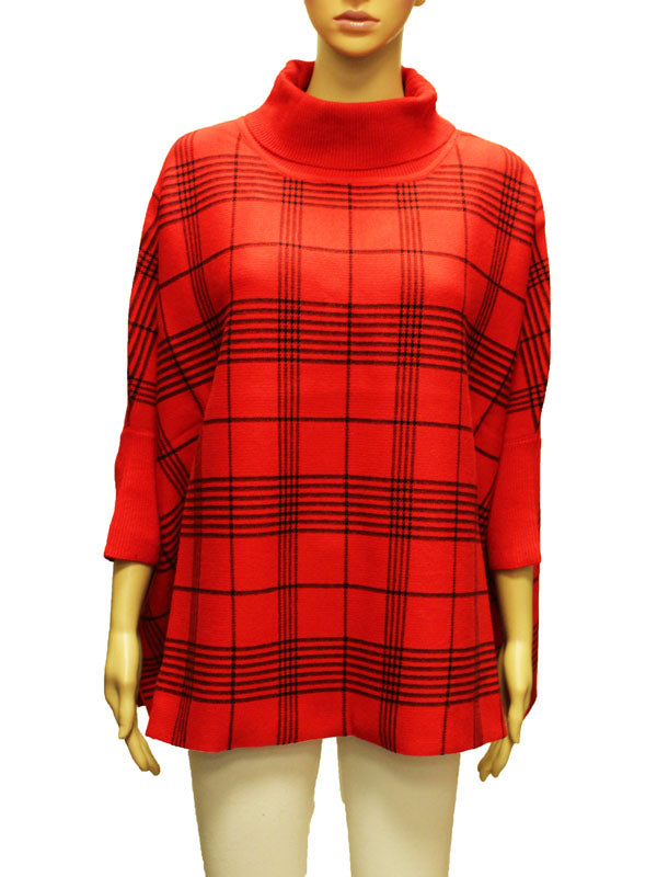 Chic Plaid Turtleneck Knit Top-SHW2208