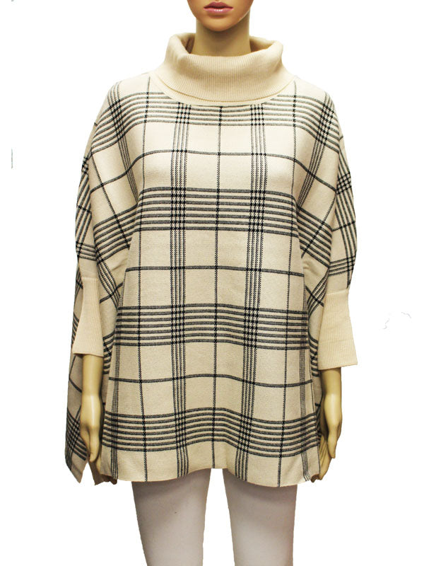 Chic Plaid Turtleneck Knit Top-SHW2208