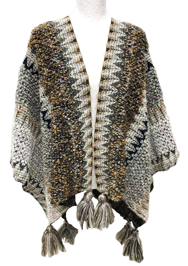 Boho Tassel Knit Shawl Wrap-SHW2209
