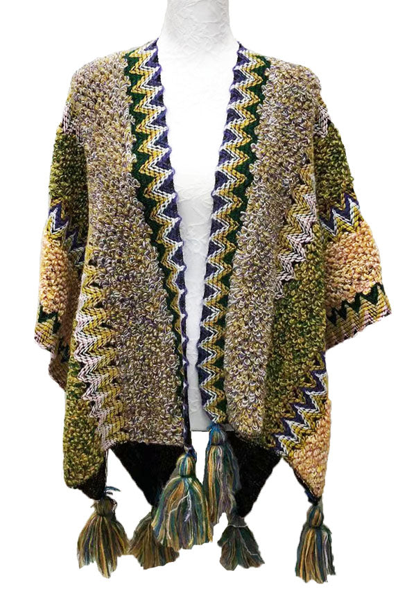 Boho Tassel Knit Shawl Wrap-SHW2209