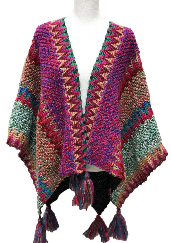 Boho Tassel Knit Shawl Wrap-SHW2209