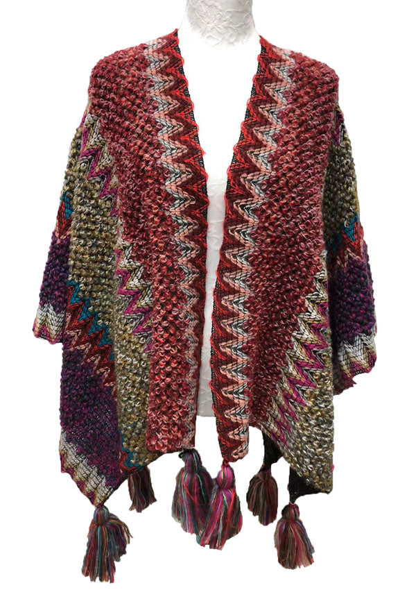 Boho Tassel Knit Shawl Wrap-SHW2209