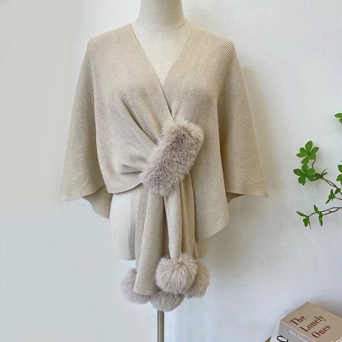 Chic Wrap Shawl with Pom-Poms-SHW2210