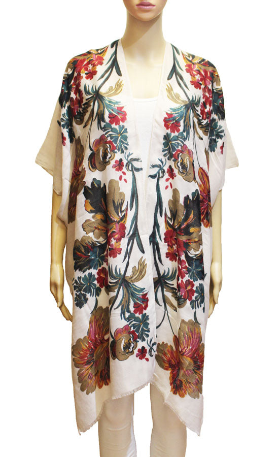 Boho Floral Kimono Cover-SHW2304