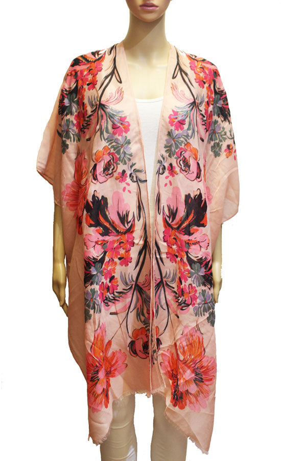 Boho Floral Kimono Cover-SHW2304