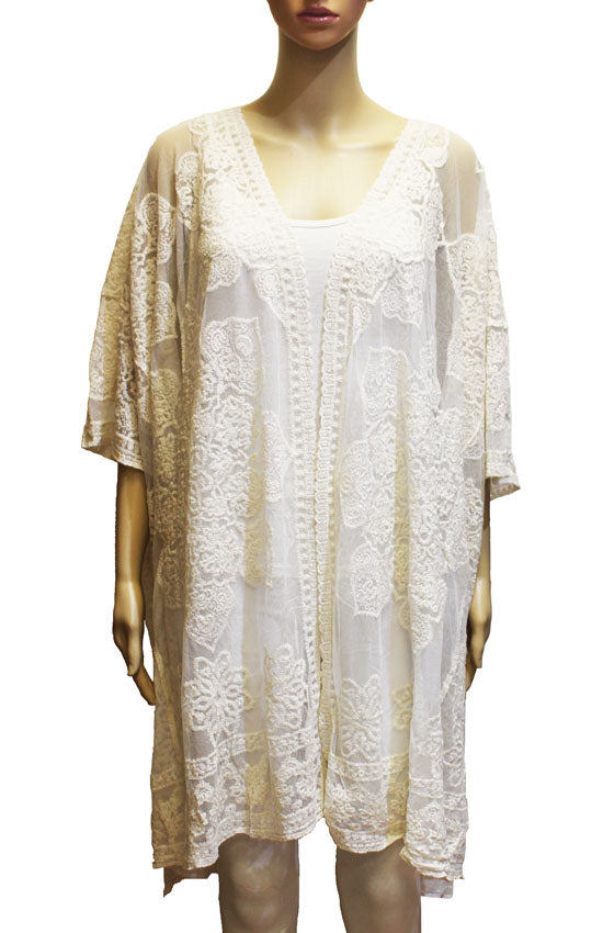 Elegant Sheer Lace Kimono-SHW2305