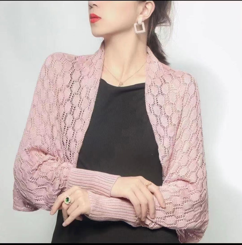 Textured Knit Long Sleeve Shrug-SHW2203