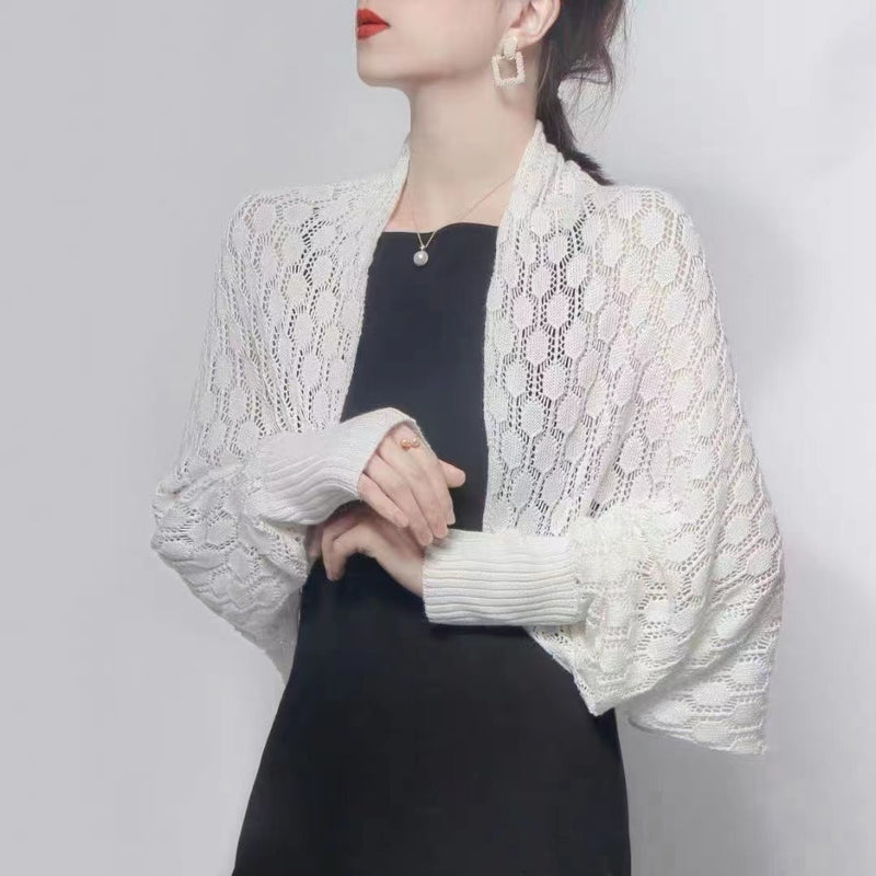 Textured Knit Long Sleeve Shrug-SHW2203